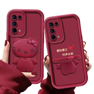 适用于opporeno5手机壳reno13保护套reno10个性创意reno9不顶膜reno14镜头全包reno12镜子猫咪支架reno6新款