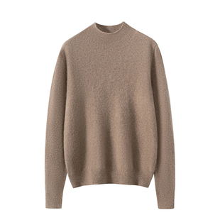 康赛妮~纯山羊绒衫女半高领宽松纯色百搭毛衣保暖针织内搭打底衫