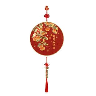 柿柿如意玄关装饰画乔迁入户门背景墙中国结挂饰寓意好新中式挂画