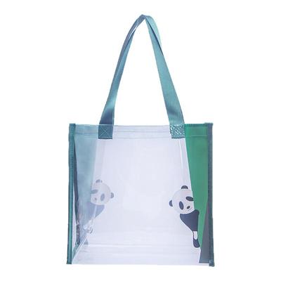 尚盈@熊猫抱柱pvc透明防水手提袋大容量高档卡通收纳袋游泳沙滩袋