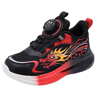 巴布豆童鞋男童运动鞋春季男孩纽扣跑步鞋2026新款儿童红色过年鞋