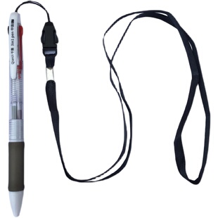 千集挂脖三色中油笔 挂绳按压式黑色蓝色红色笔 防丢笔按动绳子笔