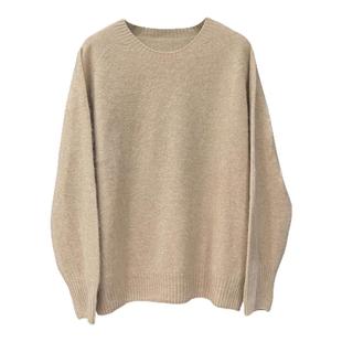 aimierdi法式经典圆领松弛感拉绒透气保暖羊毛绒衫通勤百搭老钱风