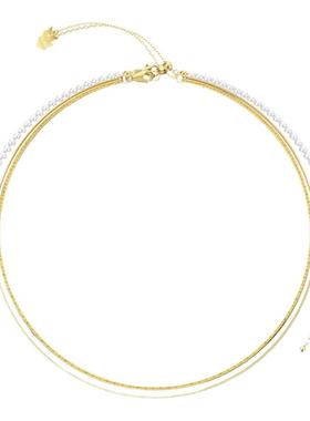 leloup极简金属双层项链串珠链