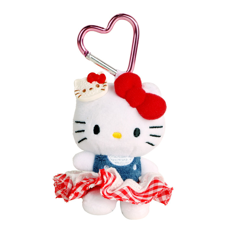 正版hellokitty红色格子裙挂件可爱小礼物毛绒玩偶包包挂饰钥匙扣