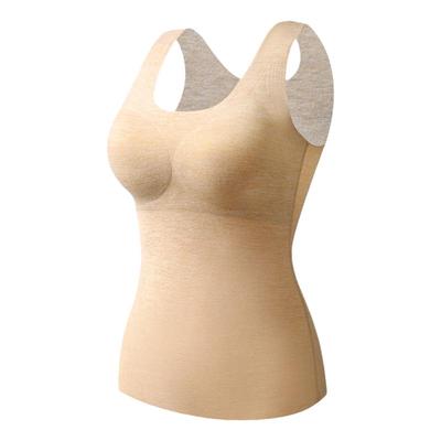 德绒百搭保暖带胸垫背心女