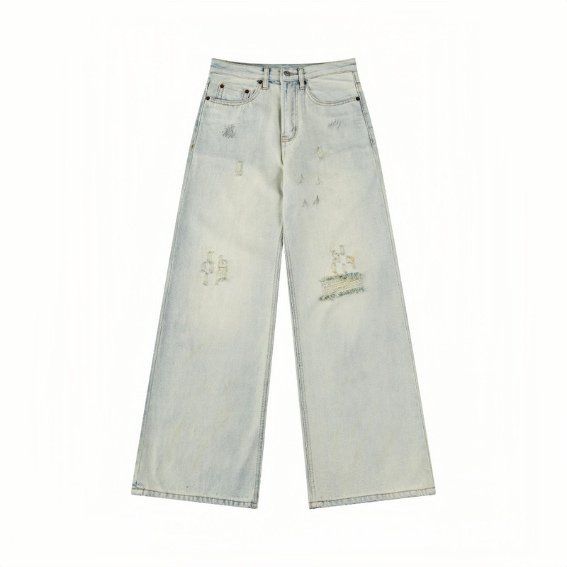 FW25 YOUNGYTKING RippedJeans1981M刀割破洞牛仔长裤男女