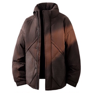 高质感蓬松90白鸭绒立领羽绒服男士2025冬季新款美式休闲保暖外套