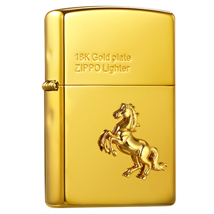 zippo打火机之宝18k镀金马刻字 马到成功男士新年生日礼物送男友