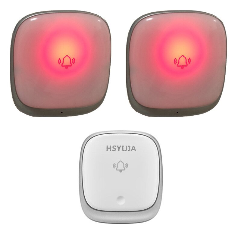 一拖二无线门铃自发电闪光家用远距离B111-2发声呼叫器老人聋哑人