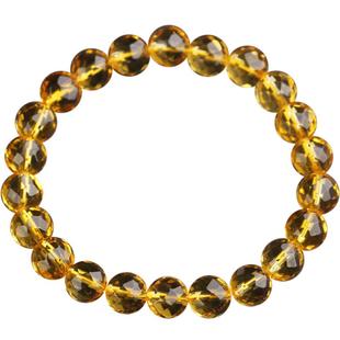 东海招财黄水晶128钻石切面单圈手链手串 送女友送闺蜜情人节礼物