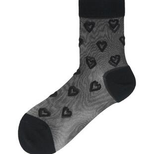 Tabio心形玻璃丝袜女秋冬透气耐穿百搭袜子女中筒袜ins潮袜水晶袜