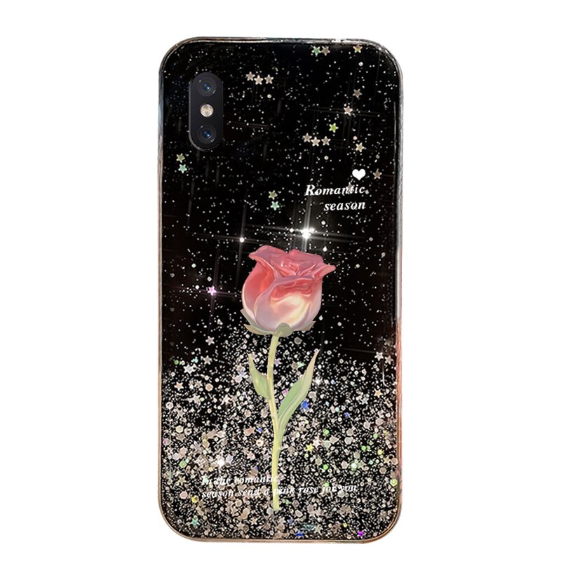 透明滴胶爆闪玫瑰适用苹果xsmax手机壳女iPhone X新款xr高级感8x差se硅胶6plus防摔ip11网红12/1