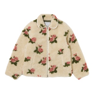 MOUSSY 2026早春新品复古港风玫瑰花毛绒夹克外套010JS230-0311