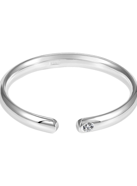 银千造足银999开口亮面手镯女