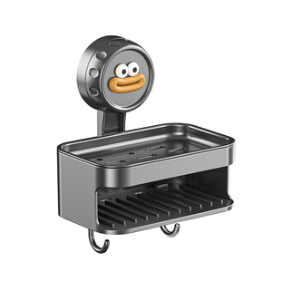 卫生间吸盘肥皂盒墙上免打孔壁挂式浴室双层带钩香皂盒沥水收纳架