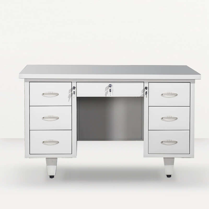 加厚1.2米铁皮办公桌子写字台车间钢制电脑桌工作台 铁办公桌书桌