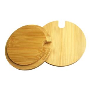 圆形通用马克杯盖 有缺口勺孔原木质竹盖子 环保杯盖 可雕刻LOGO