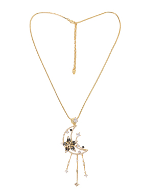 Kodice月亮五角星流苏镶钻项链