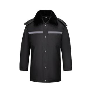 保安羽丝绒工作服大衣冬季加厚中长款多功能防寒服保安棉服加长款