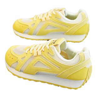 女士2025新款德训鞋运动百搭黄色阿甘板鞋白色平底网面透气休闲鞋