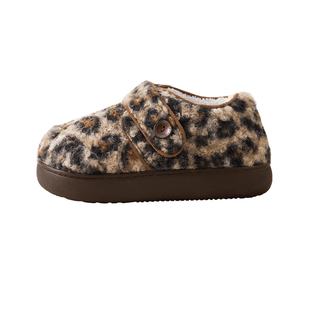 chikoku豹纹加绒勃肯鞋女款冬季新款格纹居家保暖厚底可外穿棉鞋