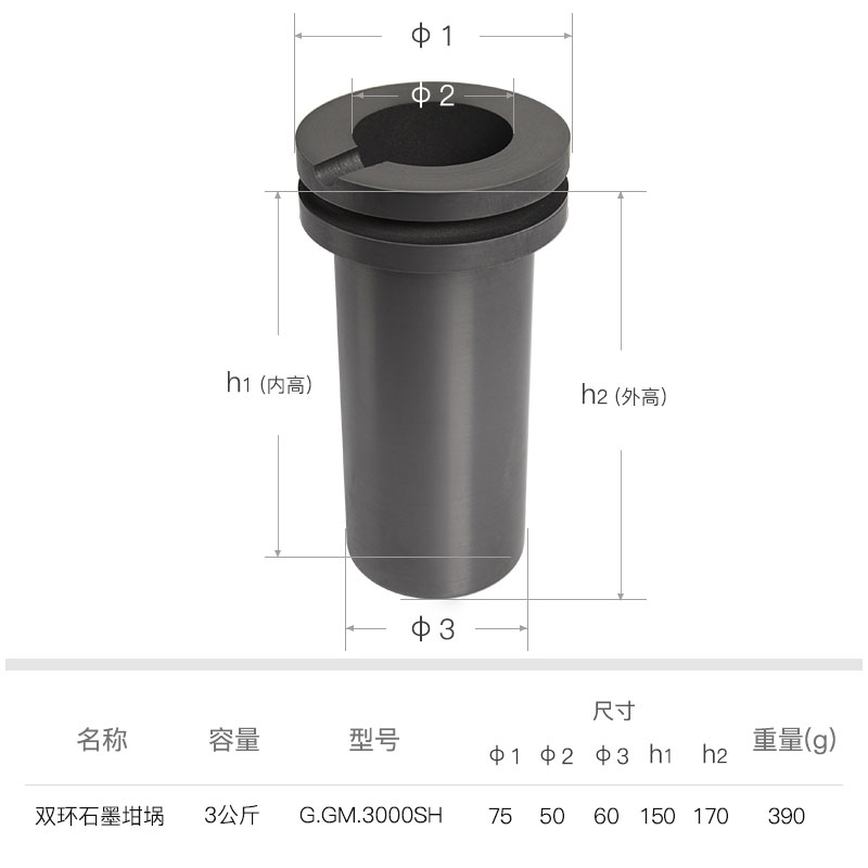 双环石墨坩埚耐高温中频感应熔炼打黄铂金银铜铝炉小型实验室家用