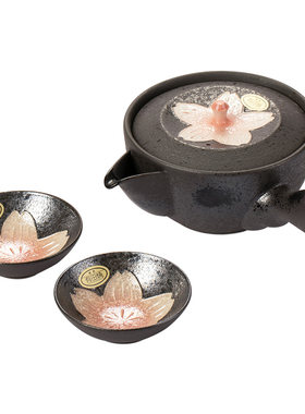 同合日本进口有田烧窑变樱花茶具套装日式手工复古粗陶茶壶茶杯