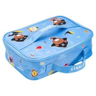 联扣学生饭盒包防水便当包带拉链手拎袋可平放餐盘加厚保温包