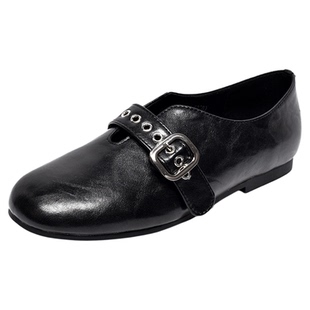 宽胖脚肥大码女鞋41-43优选款2025新款软底羊皮复古小单鞋25-583