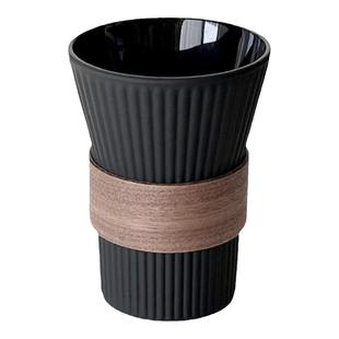 高颜值简约曜黑挂耳咖啡杯防烫茶杯磨砂玻璃杯拿铁杯家用喝水杯子