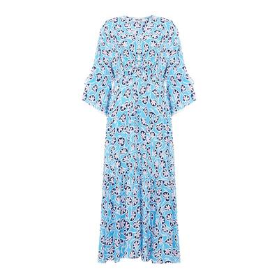 DVF冰河蓝藤蔓花卉图案连衣裙