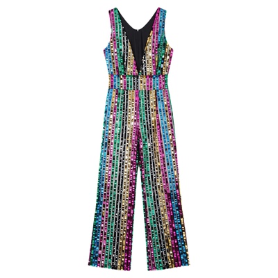 Sleeveless sequined straight leg jumpsuit无袖亮片直筒连体裤