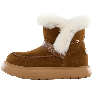 HERLOOK花园系列毛边雪地靴女厚底增高秋冬加绒保暖真皮棉鞋