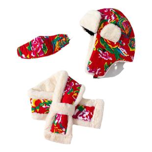 东北大花雷锋帽女冬季加厚保暖护耳棉帽子男复古民族风防风防寒帽