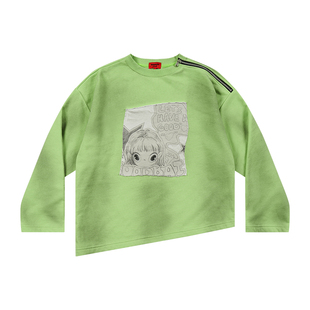 GOODBAI GOODEES漫画封面女孩图案喷脏做旧领口拉链卫衣