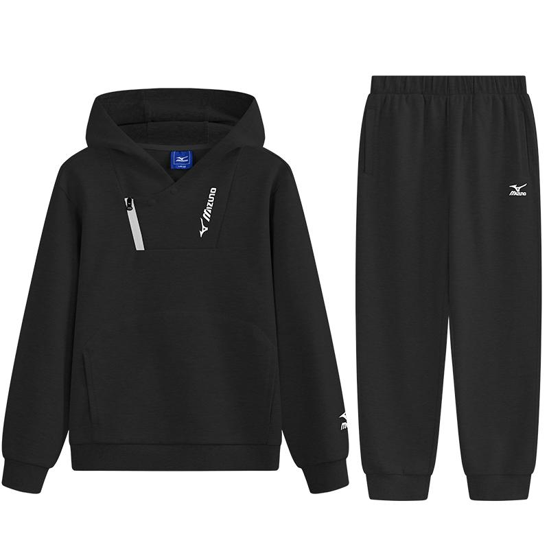 Mizuno美津浓儿童卫衣卫裤套装连帽百搭休闲男女中大童春秋冬新款