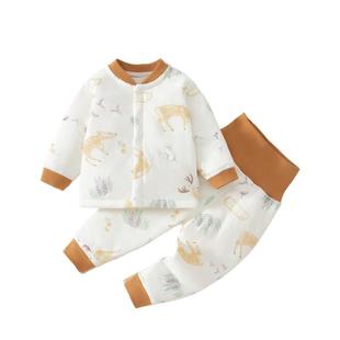 婴儿衣服秋冬新款夹棉分体套装保暖加棉棉服宝宝冬装男宝a类6冬季