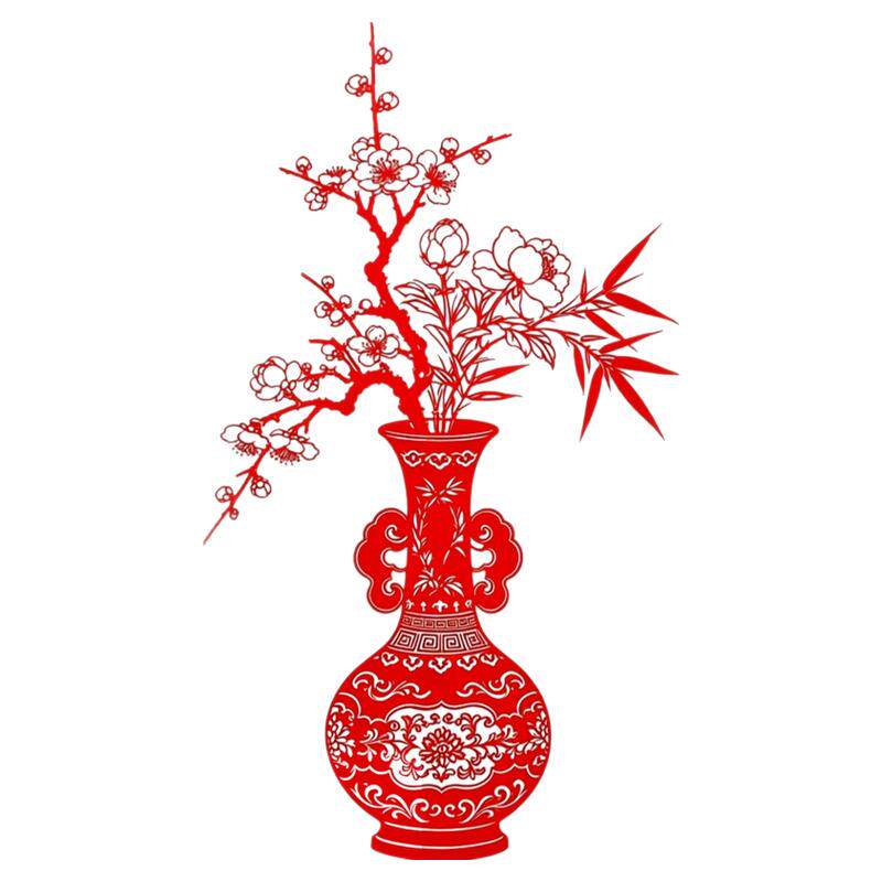 梅竹牡丹玻璃贴背胶自粘画防水防晒四季清雅透光窗花好撕不留胶贴