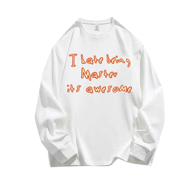 重磅纯棉潮牌港风圆领长袖T恤男