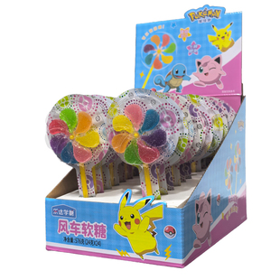 乐达学糖宝可梦24克七彩风车糖果汁软糖儿童零食网红棒棒糖批发糖