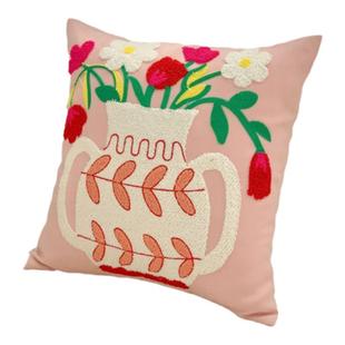 郁金香可拆卸靠枕套抱枕套45x45新款花朵抱枕客厅沙发靠垫靠枕