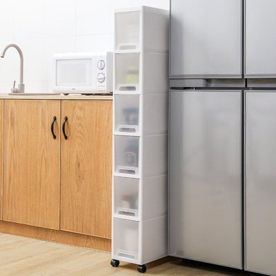 夹缝收纳柜抽屉式卫生间18缝隙20cm14塑料窄款置物架厕所厨房边柜