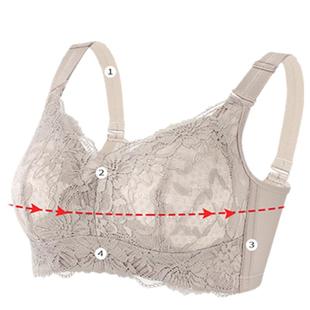 古今薄款文胸性感蕾丝大码收副乳调整型大胸显小无钢圈内衣全罩杯