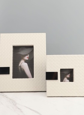 欧式皮革相框摆件样板房电视柜卧室客厅桌面家居软装饰品艺术摆放