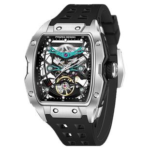 伯佳尼酒桶型全自动机械手表男精钢潮流镂空防水夜光礼盒装手表男