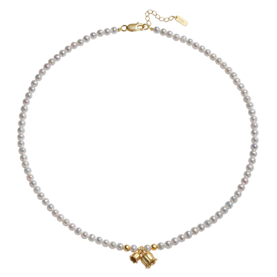 佰色传情淡水珍珠S925银双铃兰链