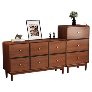 全实木斗柜中古风家用卧室靠墙大容量储物收纳柜八斗柜抽屉床尾柜