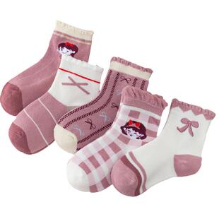 儿童袜子女童春秋款中筒女孩秋季洋气公主小花边秋冬纯棉女宝宝袜