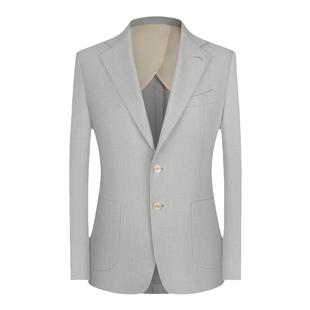 本派高定半麻衬休闲西装男鸟眼纹结婚商务西服男士修身套装职业装